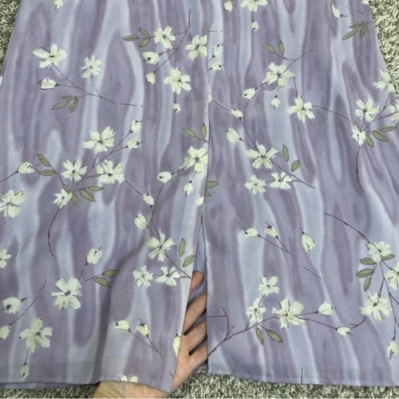 Vintage 90s Casual Corner Lavender Maxi Dress with Tie Blossom Print Modest Sz 6 - Picture 11 of 15